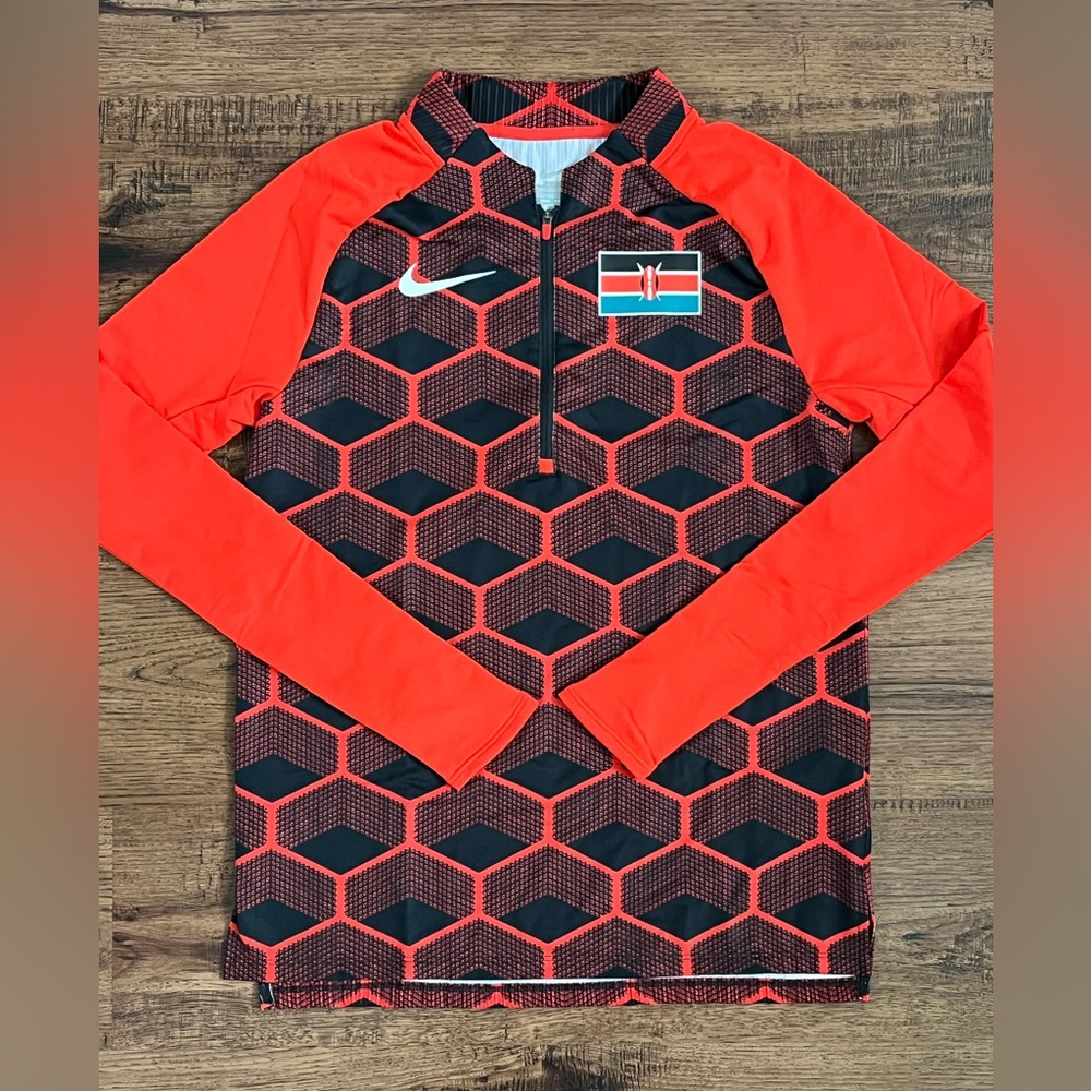 Nike Pro Elite Team Kenya Track Half Zip Pullover Made In USA size wmns S-Tall